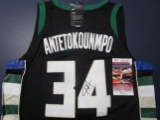 Giannis Antetokounmpo of the Milwaukee Bucks signed autographed basketball jersey JSA COA 797