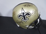 Drew Brees Alvin Kamara of the Saints signed full size custom football helmet 8 autos PAAS LOA 458