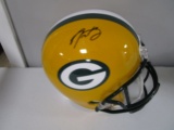 Aaron Rodgers of the Green Bay Packers signed full size custom football helmet PAAS COA 715