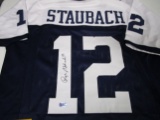 Roger Staubach of the Dallas Cowboys signed autographed football jersey ERA COA 066