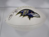 Ray Lewis of the Baltimore Ravens signed autographed logo football PAAS COA 601