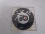 Justin Williams of the Philadelphia Flyers signed autographed logo hockey puck TOPPS COA