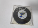 Brent Johnson of the St Louis Blues signed autographed logo hockey puck TOPPS COA