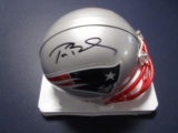 Tom Brady of the New England Patriots signed mini football helmet Mounted Memories COA