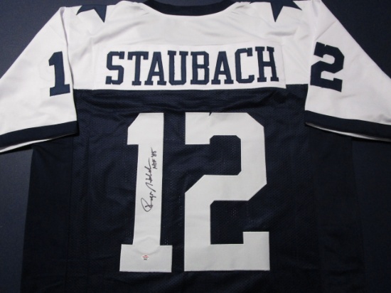 Roger Staubach of the Dallas Cowboys signed autographed football jersey PAAS COA 605