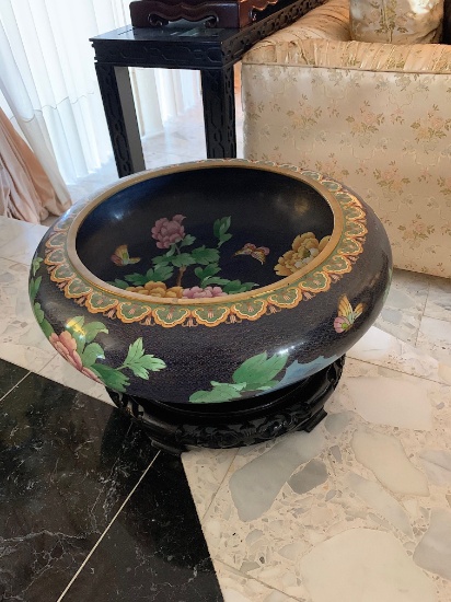 Large Cloisonne Bowl with wooden stand