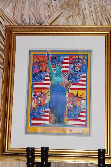 Peter Max - God Bless America 5 with mixed media - Signed