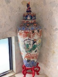 Large Oriental Vase with wooden base