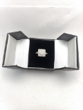 Womens 14k white gold diamond cluster ring size 7