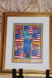 Peter Max - God Bless America 5 with mixed media - Signed