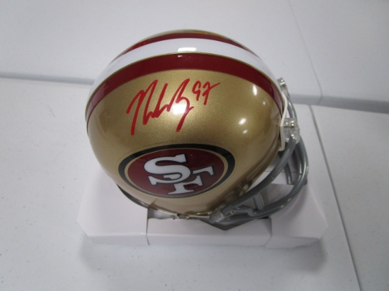 Nick Bosa of the San Francisco 49ers signed autographed mini football helmet PAAS COA 274