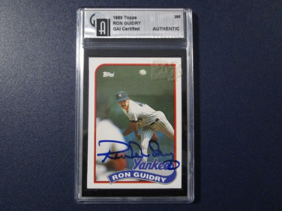 Ron Guidry NY Yankees signed autographed 1989 Topps #255 slabbed GA Authentic Auto