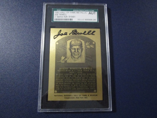 Joe Sewell of the Indians / Yankees signed autographed 1982 HOF Metallic SGC Authentic Auto slabbed