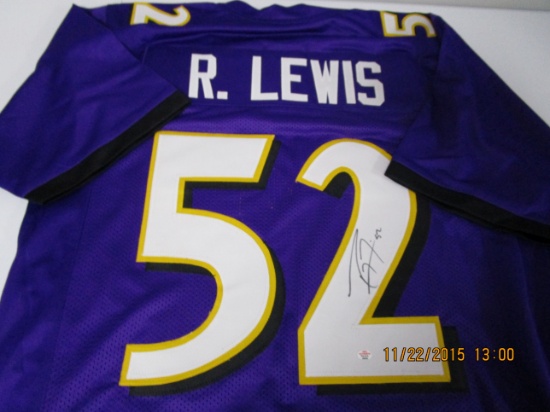 Ray Lewis of the Baltimore Ravens signed autographed football jersey PAAS COA 250