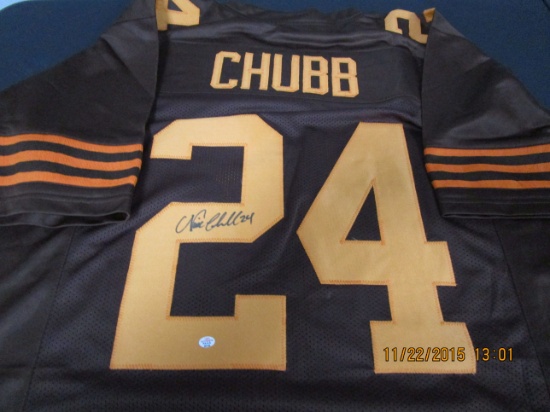 Nick Chubb of the Cleveland Browns signed autographed football jersey PAAS COA 105