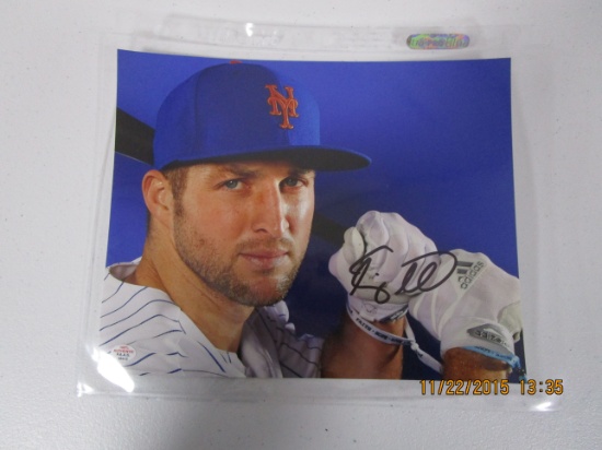 Tim Tebow of the New York Mets signed autographed 8x10 photo PAAS COA 415