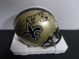 Drew Brees Michael Thomas of the New Orleans Saints signed mini football helmet PAAS COA 759