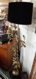 Mid Century Brass Floral Floor Lamp