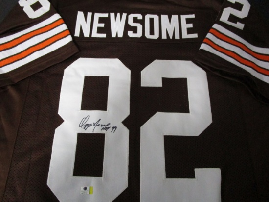 Ozzie Newsome of the Cleveland Browns signed autographed football jersey GA COA 018