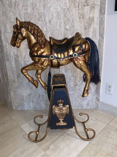 Wooden Rockin Carousel horse with matching base - 24in long x 38 inches tall