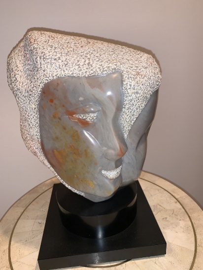 Sculpture of Stone - Three of faces - 12 x 9 with swivel base