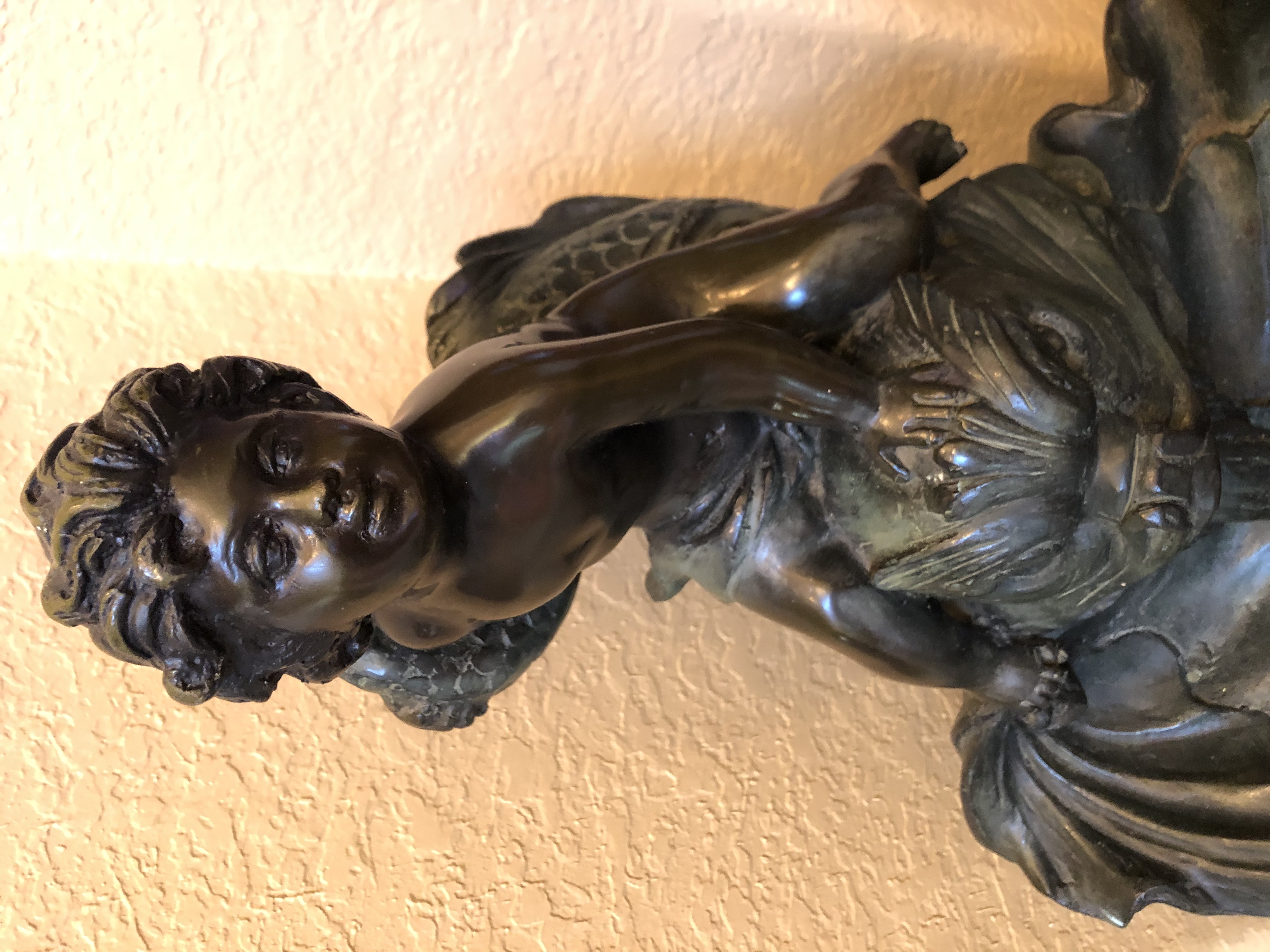 Buy the Malcom Moran Bronze Sculpture Boy Fishing Artist Signed