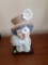 Lladro - Lady Clown with flower hat Bust with rosewood base - Daisa 1988