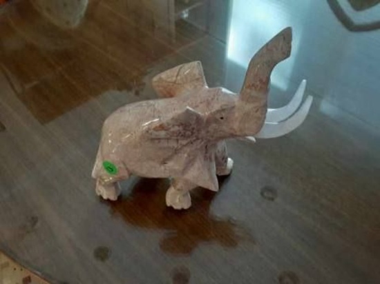 Stone and crystal Elephant with trunk up