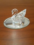 Crystal Swan on mirrored base - Swarovski