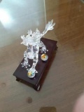 Swarovski Crystal - Dragon holding crystal balls on rosewood base