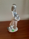 Lladro - girl holding cats -8.5 inches high