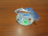 Swarovski Crystal - Blue Fish swimming with mirrored base