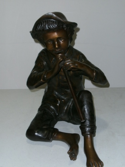 Boy Playing Flute Bronze