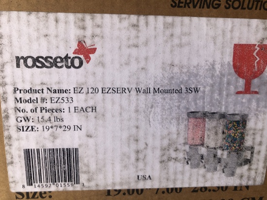 Brand New in Box Rosseto EZ525 EZ-SERV Triple Wall Mounted Dispenser (1.3 Gallons Each)