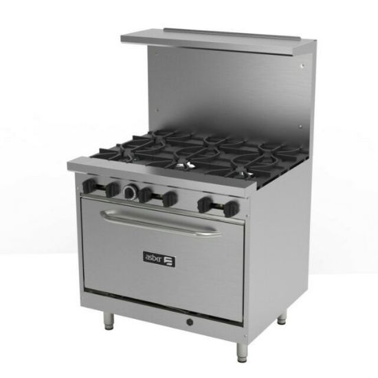 New Asber AER-6-36-E 36"  Gas  Range with  six Open Burners