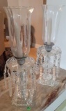 Pair of crystal Hurricane Lamps - 18.5 inches tall