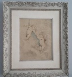 Two cherubs by Parrish - Limited ed. Framed - 18 of 275 -25 x 29 inches