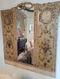Antique 3 Panal Divider with Mirror - early 1900s - Hand Painted