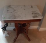 Vintage Marble top table with hand carved wooden base