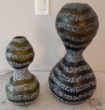 Pair of Designer Glass Vases - 15 and 12 inches Tall