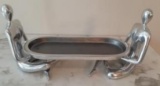 Two men sitting holding table - Metal - 15.5 inches long