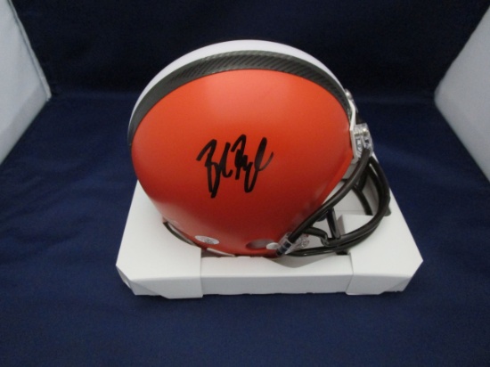 Baker Mayfield of the Cleveland Browns signed autographed mini football helmet PAAS COA 444