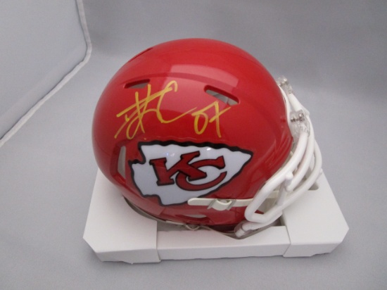 Travis Kelce of the Kansas City Chiefs signed autographed mini football helmet PAAS COA 252