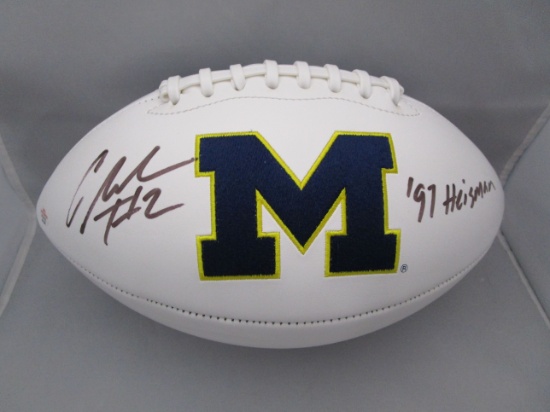 Charles Woodson of the Michigan Wolverines signed autographed logo football PAAS COA 100