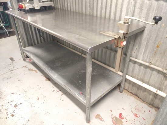 6 Ft Stainless Steel Worktop Table with #10 Can Opener / Galvanized Steel Under Shelf
