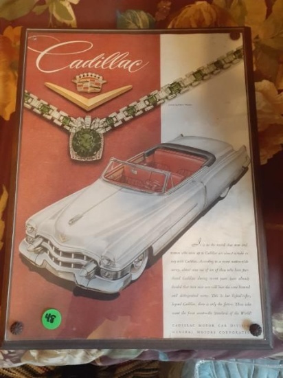 2 car Adverisements - Cadillac, and Lincoln - Framed - 8.5 x 11 inches