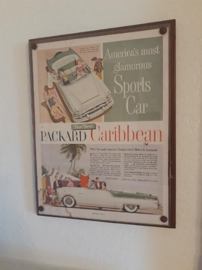 2 car advertisement - Packard and Chevrolet - Framed - 8.5 x 11 inches