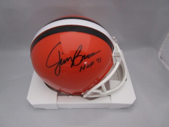 Jim Brown of the Cleveland Browns signed autographed mini football helmet PAAS COA 268