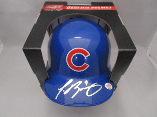 Javier Baez of the Chicago Cubs signed autographed mini batting helmet PAAS COA 233