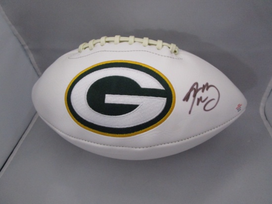 Aaron Rodgers of the Green Bay Packers signed autographed logo football PAAS COA 130
